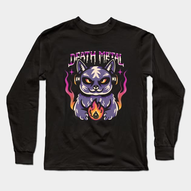 Death Metal Satanic Baphomet Cat Long Sleeve T-Shirt by Aldrvnd